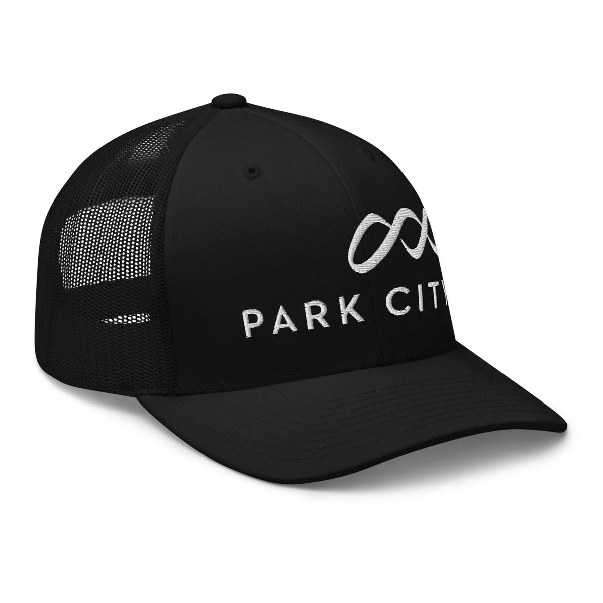 Park City Trucker Hat by Mtns Co, official licensed ski resort apparel with trail map logo, perfect for sunny days.