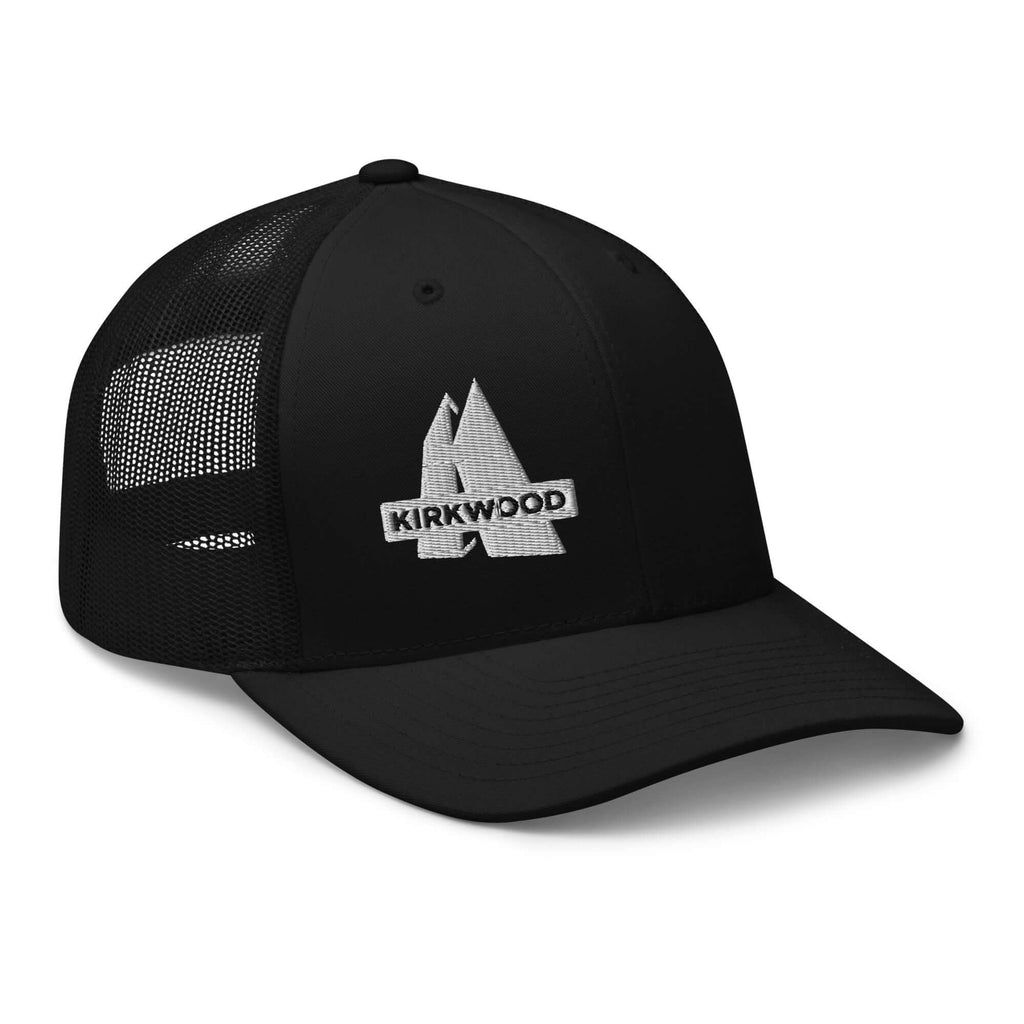 Kirkwood Trucker Hat featuring a structured design and Mtns Co Trail Map Logo, official licensed ski resort apparel.