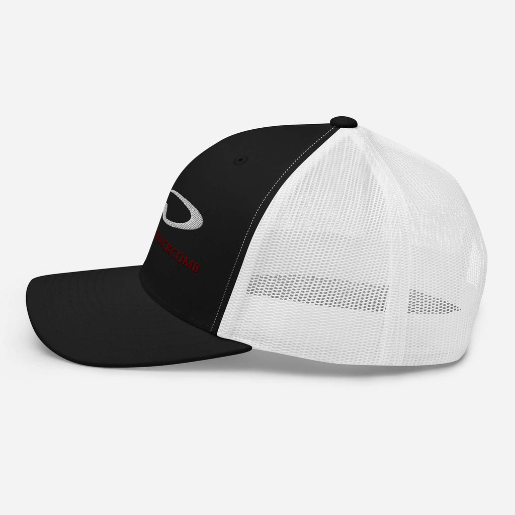 Whistler Blackcomb Trucker Hat by Mtns Co featuring a structured design and breathable mesh back, perfect for sunny adventures.