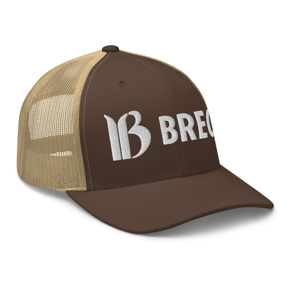 Breckenridge Trucker Hat by Mtns Co, official licensed ski resort apparel featuring trail map logo and breathable mesh back.