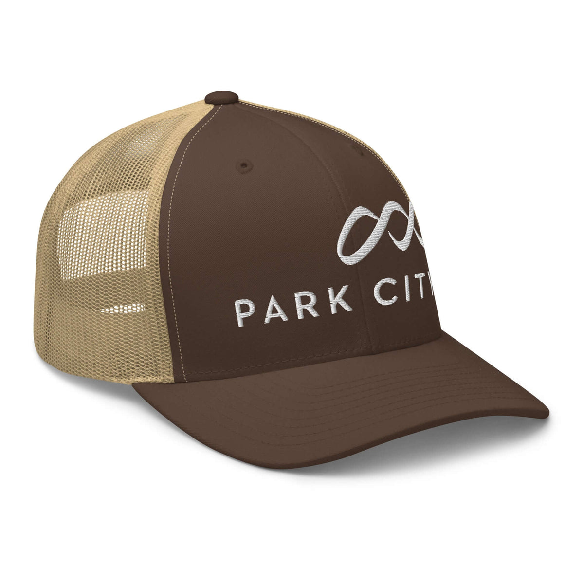 Park City Trucker Hat by Mtns Co, official licensed ski resort apparel featuring a stylish mesh back and adjustable fit.