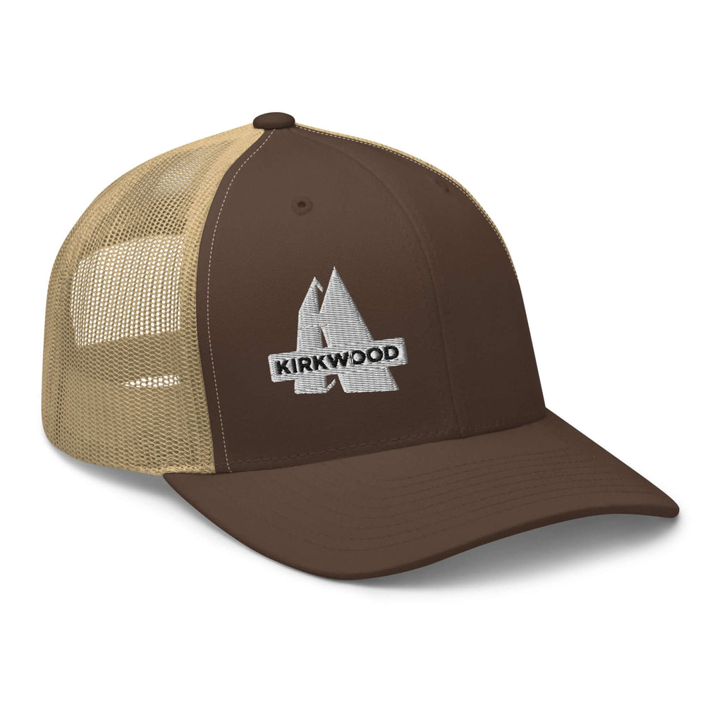 Kirkwood Trucker Hat by Mtns Co, official licensed ski resort apparel with breathable mesh back and trail map logo.
