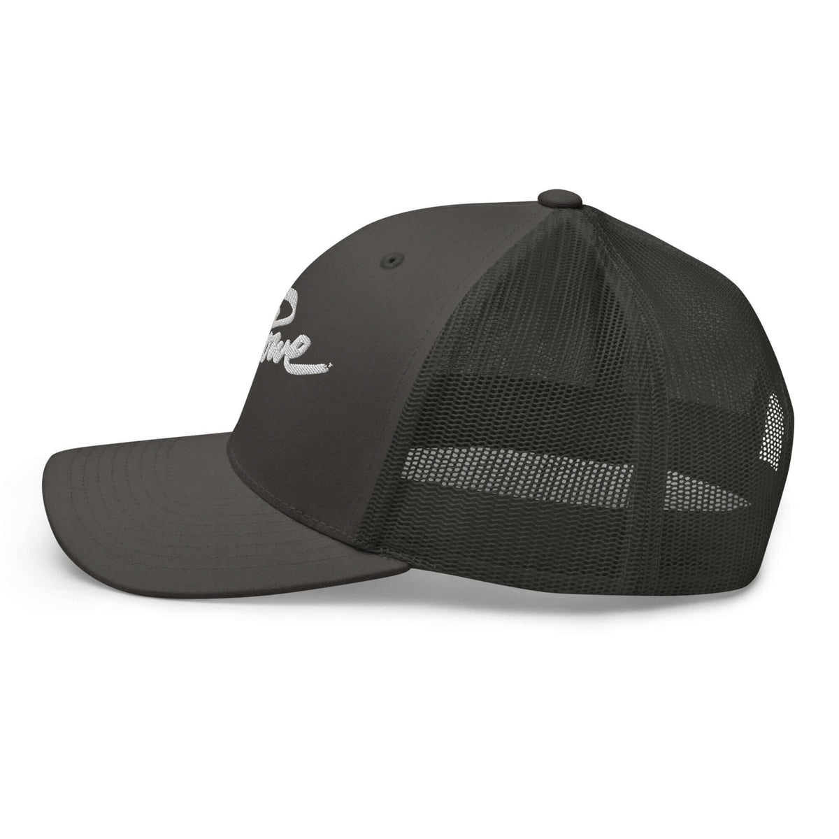 Stowe Trucker Hat by Mtns Co with breathable mesh back and adjustable fit, featuring the Official Resort Trail Map Logo.