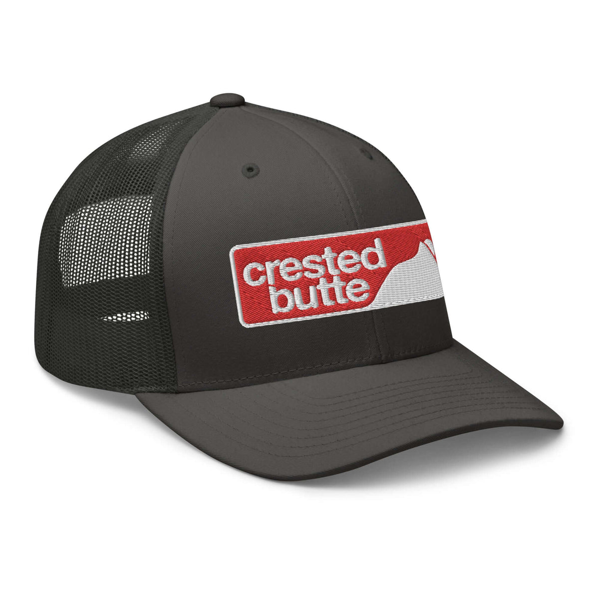 Crested Butte Trucker Hat by Mtns Co, official licensed ski resort apparel featuring the trail map logo.