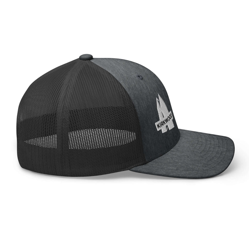 Kirkwood Trucker Hat by Mtns Co, featuring breathable mesh back, perfect for adventure-ready style at official licensed ski resort.
