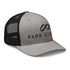 Park City Trucker Hat from Mtns Co, official licensed ski resort apparel with breathable mesh and adjustable fit.