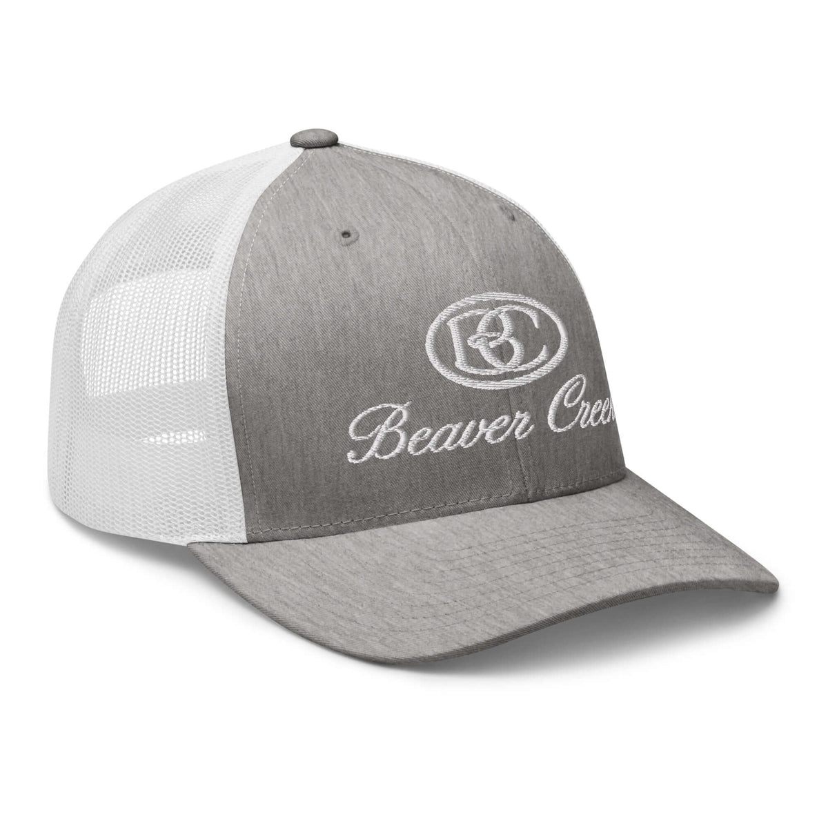 Beaver Creek Trucker Hat by Mtns Co, official licensed ski resort apparel featuring trail map logo. Stylish mesh design.