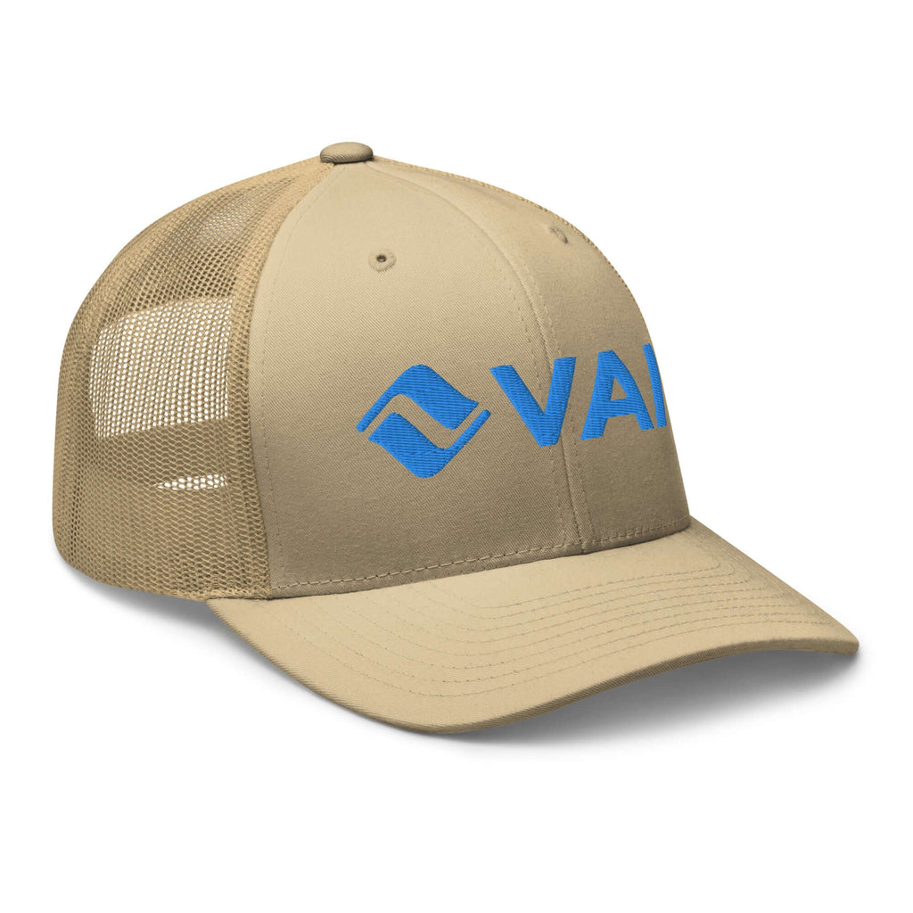 Vail Trucker Hat by Mtns Co, breathable mesh back, structured design, official licensed ski resort apparel.