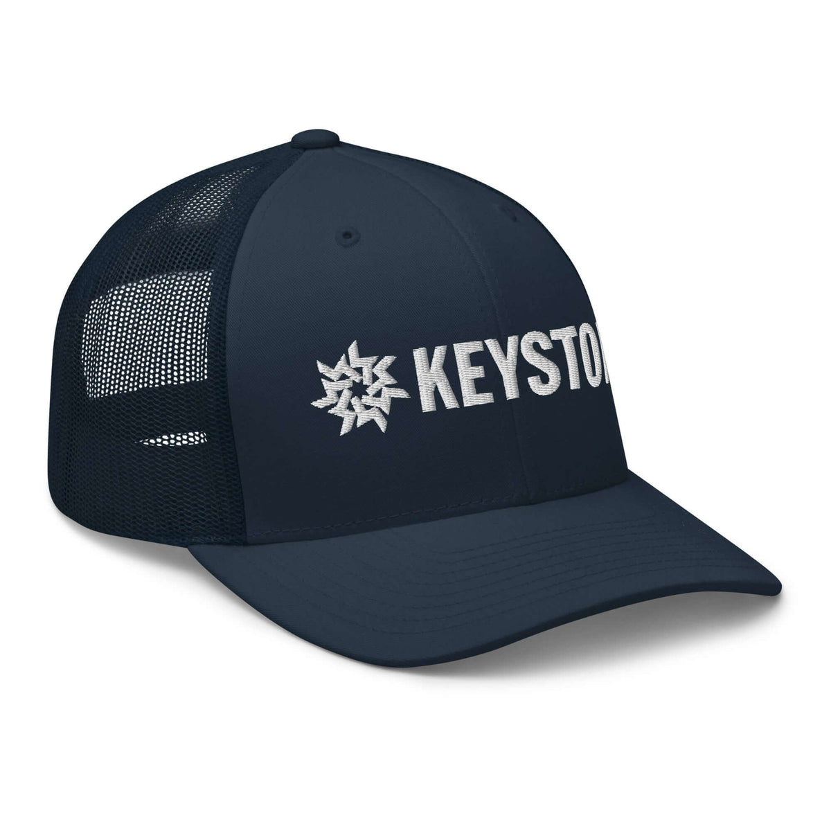 Keystone Trucker Hat by Mtns Co, official licensed ski resort apparel featuring a trail map logo and a breathable design.