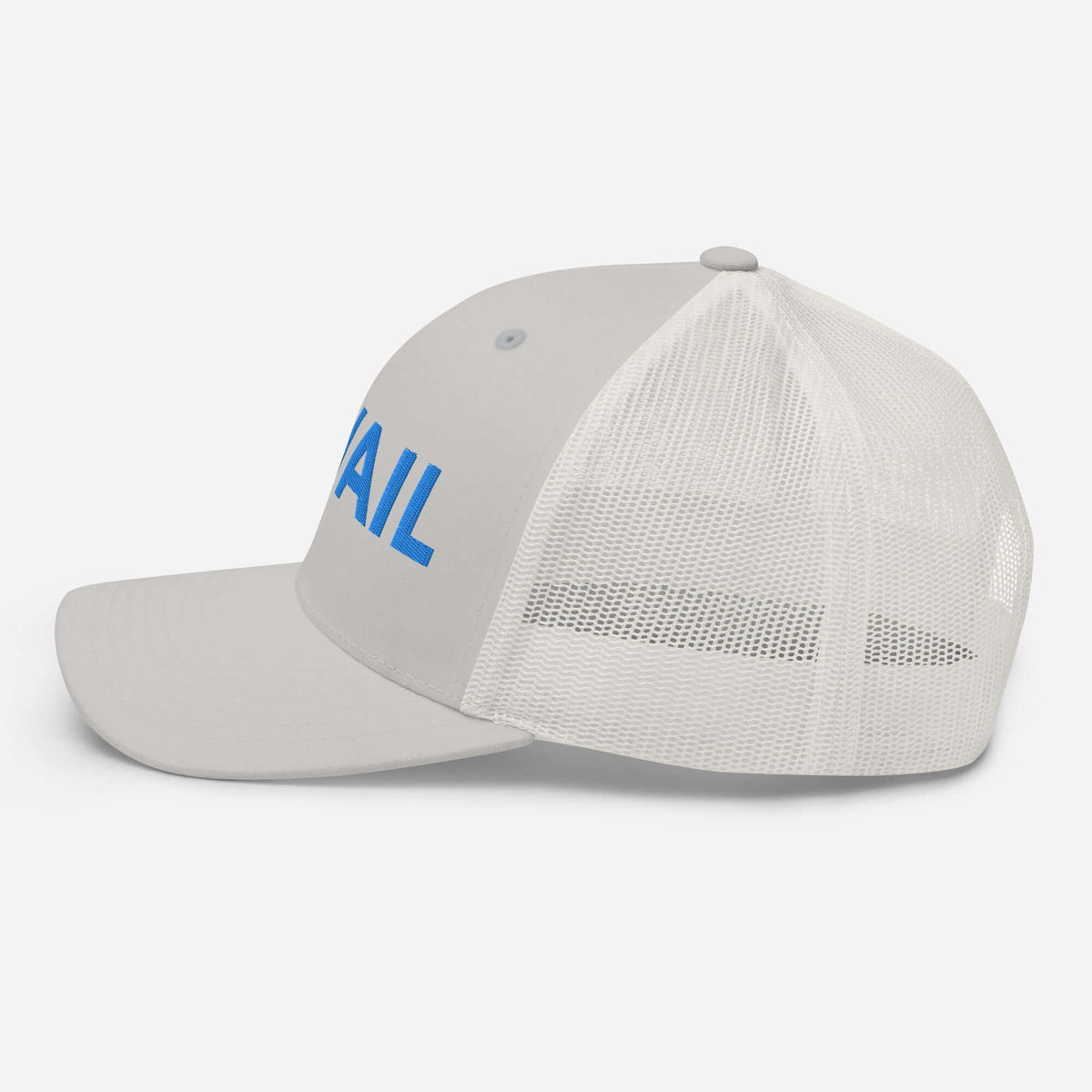 Vail Trucker Hat by Mtns Co, official licensed ski resort apparel with breathable mesh back and adjustable fit.