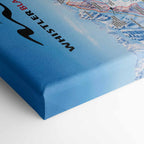 Whistler Blackcomb Ski Resort | Trail Map Poster with Mtns Co logo and vibrant details on high-quality canvas.