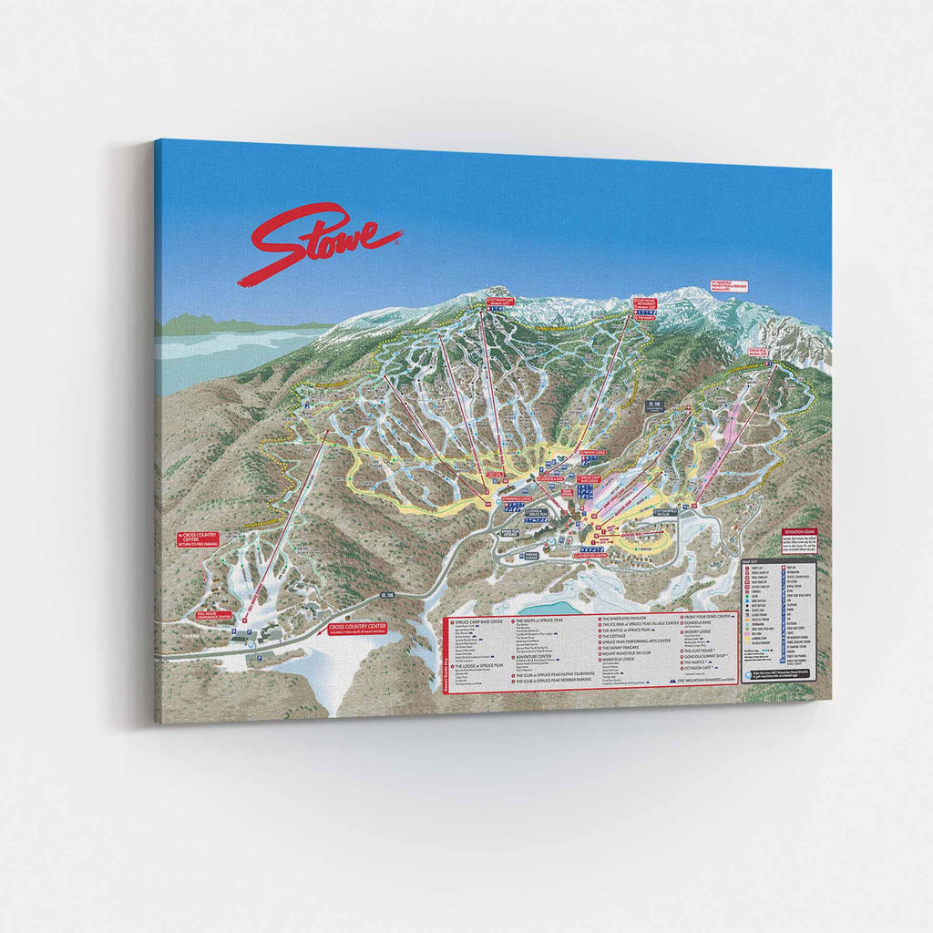 Stowe Ski Resort | Trail Map Poster showcasing the official 2024 ski trail map by Mtns Co.