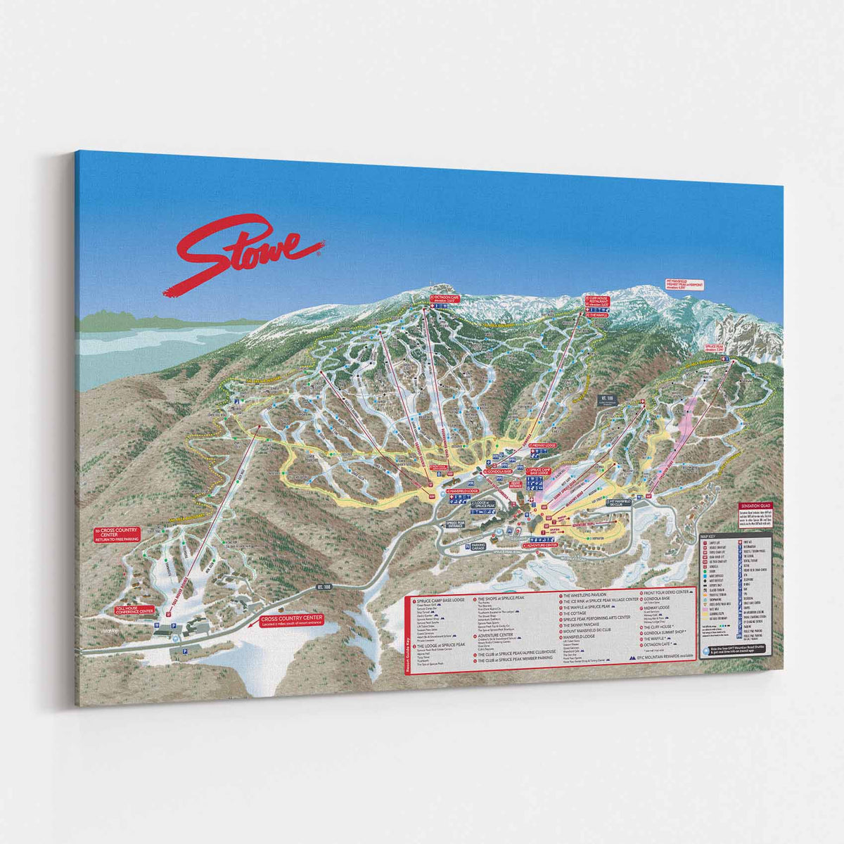 Stowe Ski Resort | Trail Map Poster showcasing the official 2024 ski trail map by Mtns Co.