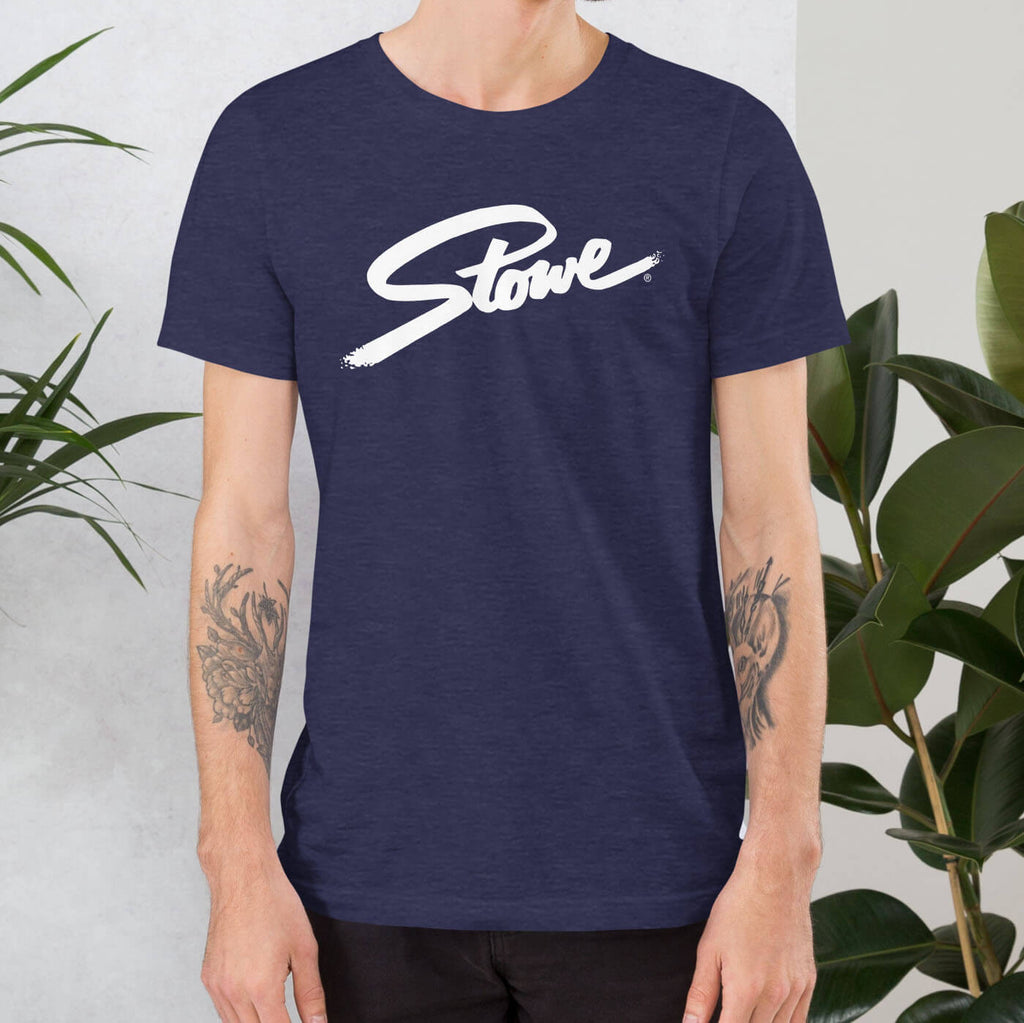 Stowe T-Shirt showcasing the Mtns Co Trail Map Logo, perfect for ski resort enthusiasts.