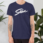 Stowe T-Shirt showcasing the Mtns Co Trail Map Logo, perfect for ski resort enthusiasts.