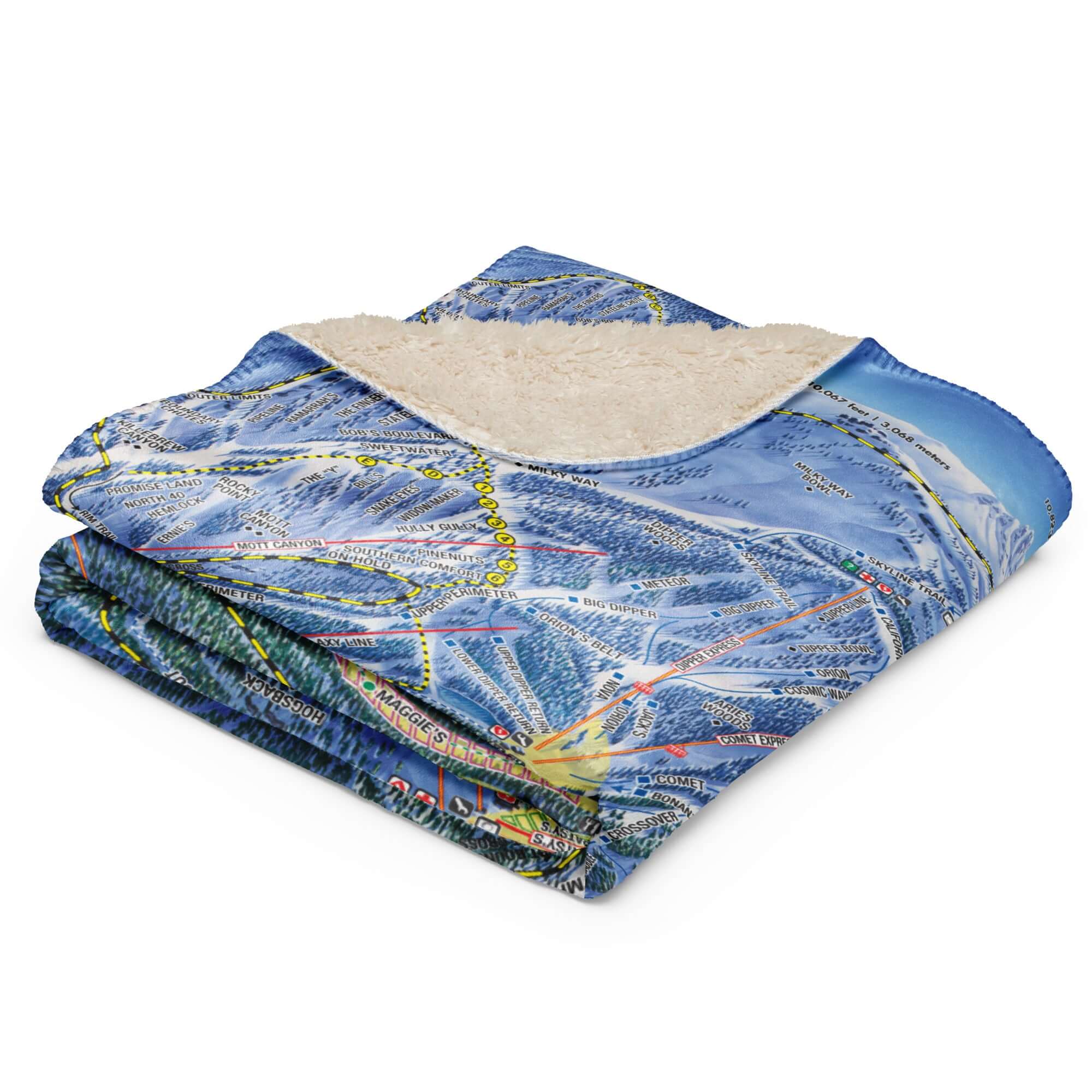 Heavenly Sherpa Blanket | Ski Resort Trail Map Throw Blanket by Mtns Co, featuring soft fleece and licensed trail map design.