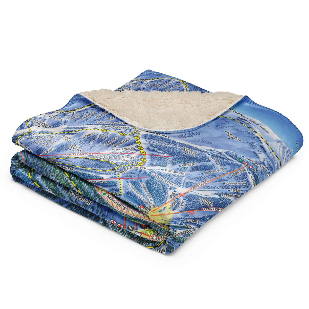 Heavenly Sherpa Blanket | Ski Resort Trail Map Throw Blanket by Mtns Co, featuring soft fleece and licensed trail map design.