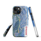 Heavenly Trail Map Rugged iPhone Case featuring ski resort trail map and Mtns Co logo.
