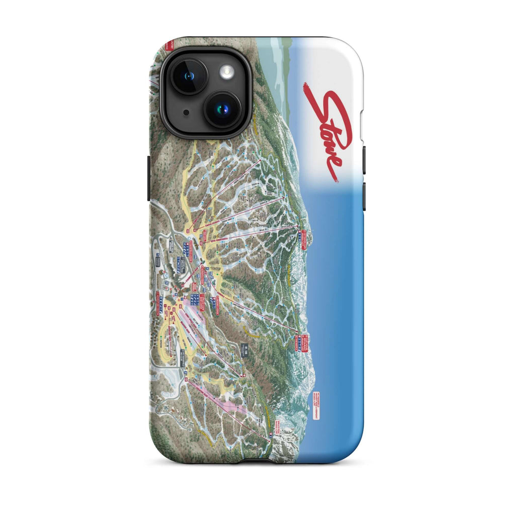 Stowe Trail Map Rugged iPhone Case featuring the actual Stowe trail map by Mtns Co, perfect for ski enthusiasts.