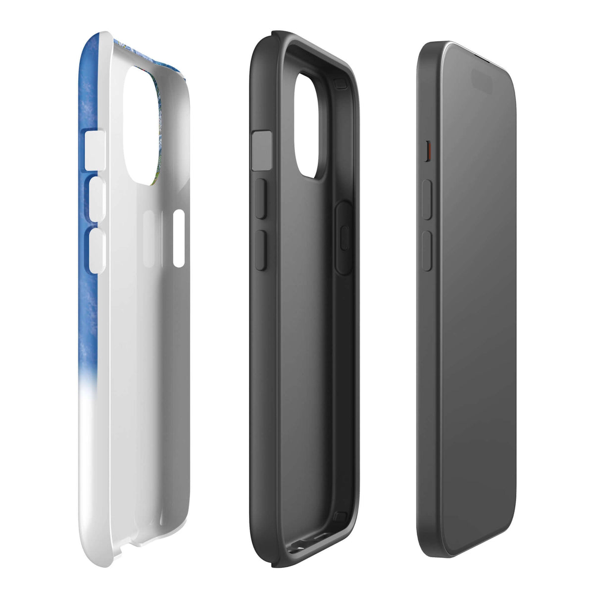 Heavenly Trail Map Rugged iPhone Case by Mtns Co showing dual-layer protection and precision cut openings.