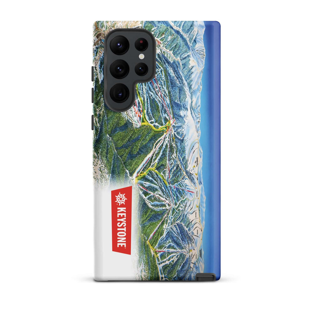 Keystone Trail Map Rugged Samsung Case featuring Mtns Co Trail Map Logo and official Keystone ski resort design.
