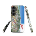 Stowe Trail Map Rugged Samsung Case featuring official trail map and Mtns Co logo for ski resort enthusiasts.