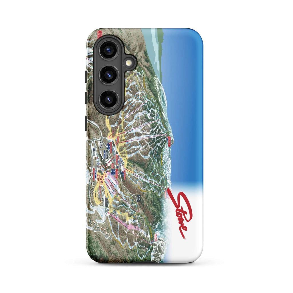 Stowe Trail Map Rugged Samsung Case featuring official licensed ski resort apparel Mtns Co Trail Map Logo.