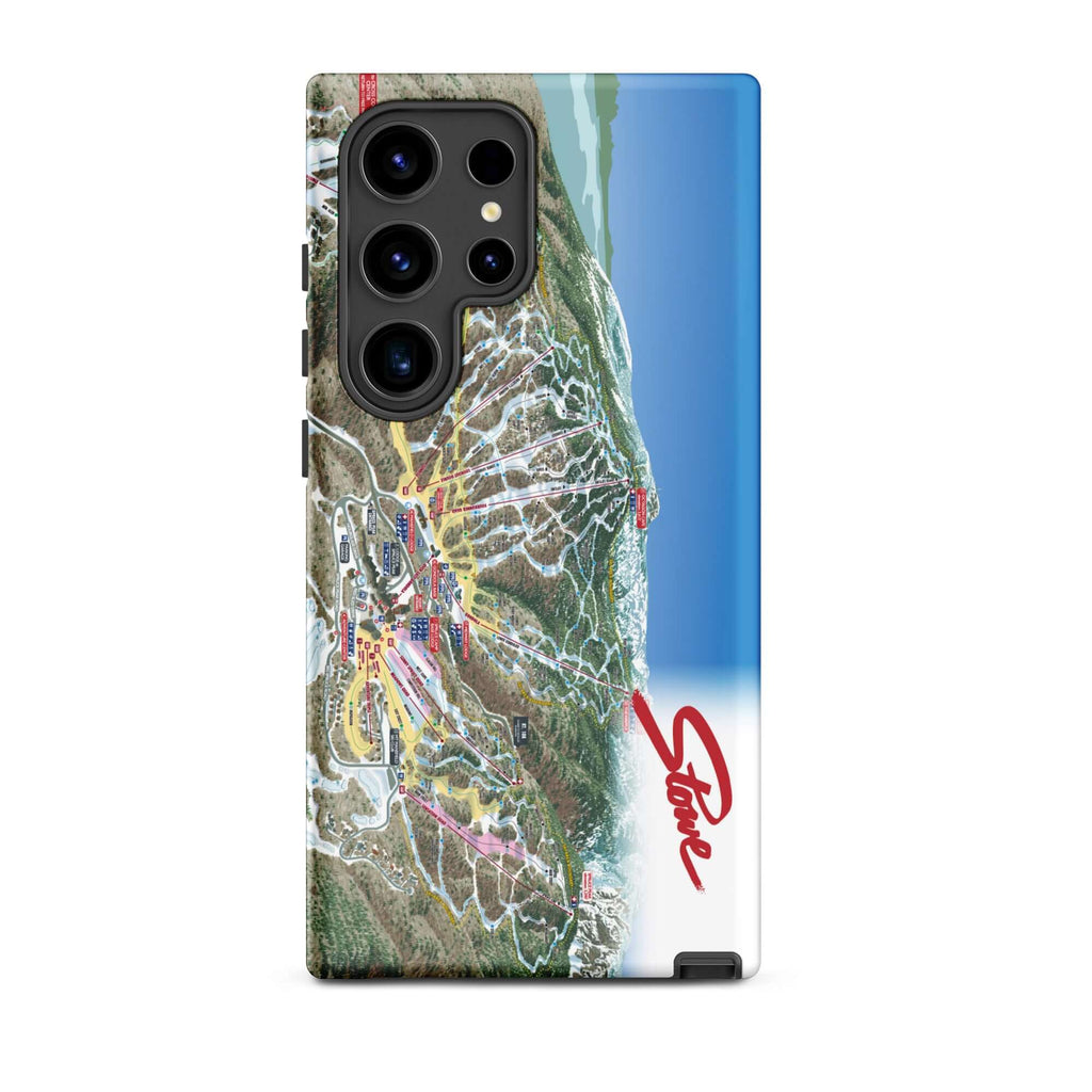 Stowe Trail Map Rugged Samsung Case featuring official licensed ski resort apparel Mtns Co Trail Map Logo.