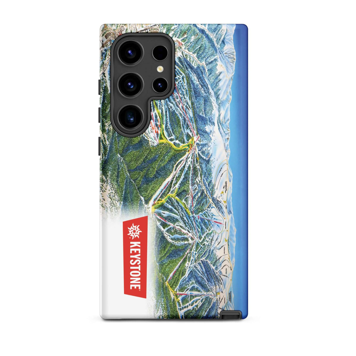 Keystone Trail Map Rugged Samsung Case featuring Mtns Co Trail Map Logo, official licensed ski resort apparel.