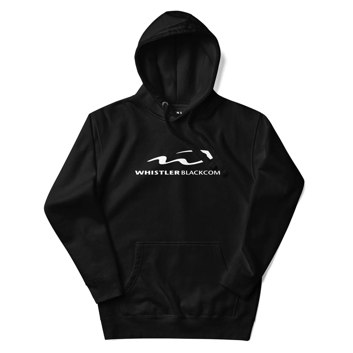 Whistler Hoodie featuring the Mtns Co official licensed ski resort apparel logo on a black background.