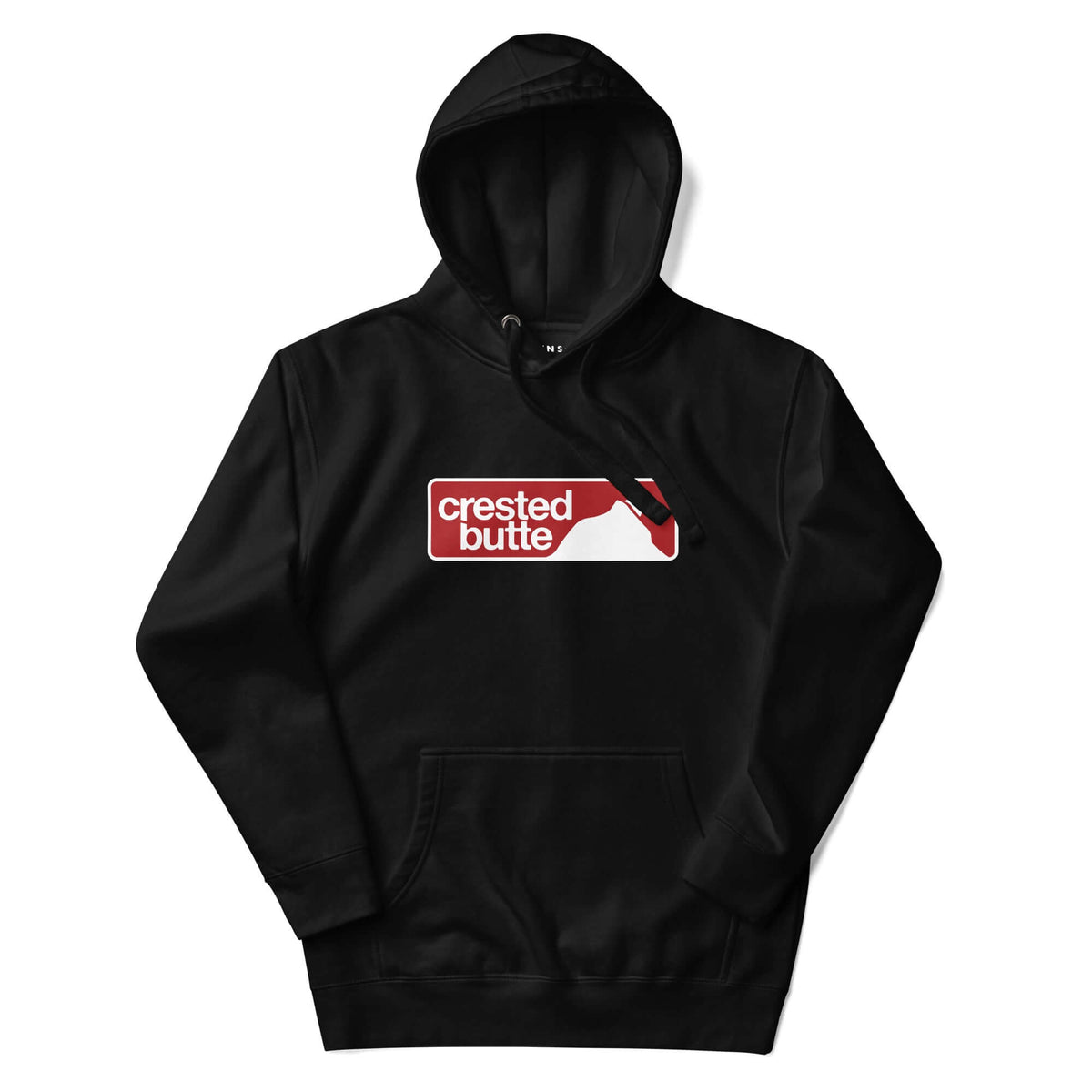 Crested Butte Hoodie featuring Mtns Co Trail Map Logo in black, official licensed ski resort apparel.
