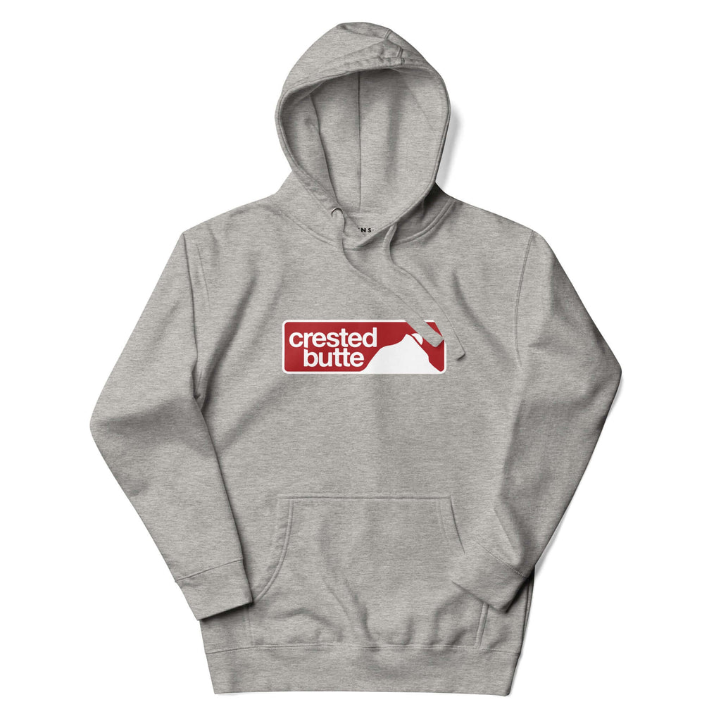 Crested Butte Hoodie by Mtns Co featuring the official licensed ski resort trail map logo.