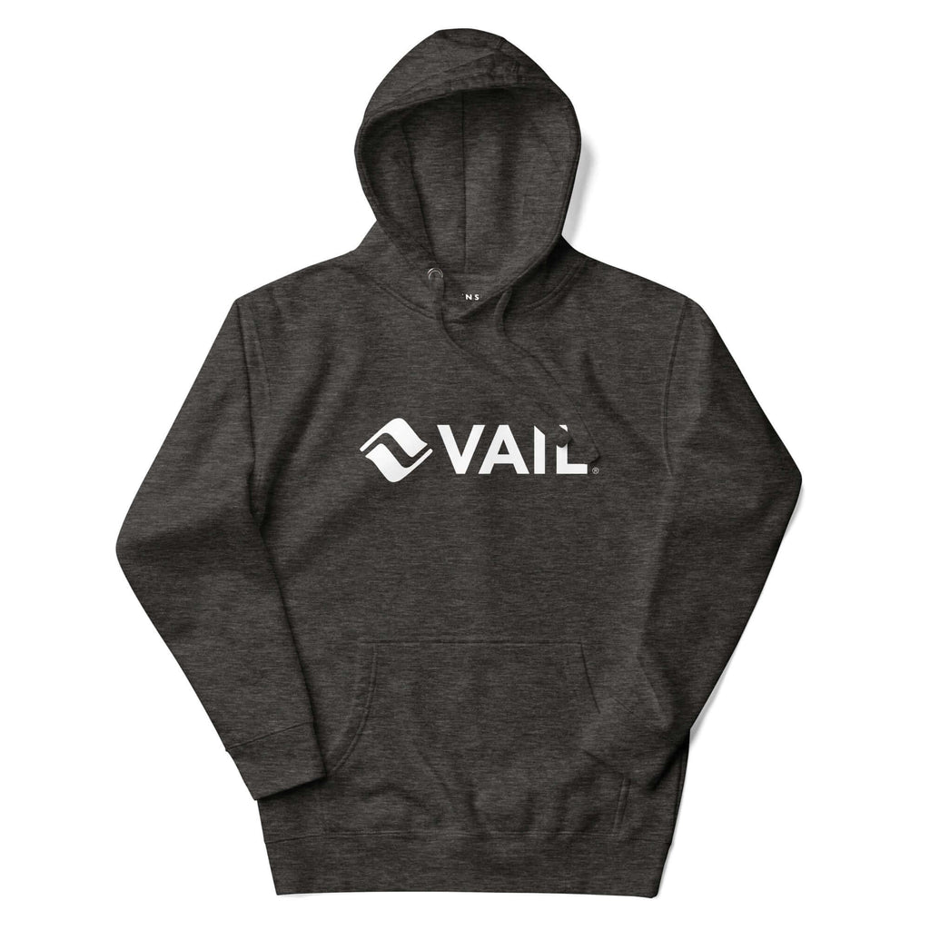 Vail Hoodie by Mtns Co featuring the official Vail Resort logo, perfect for winter adventures and après-ski relaxation.