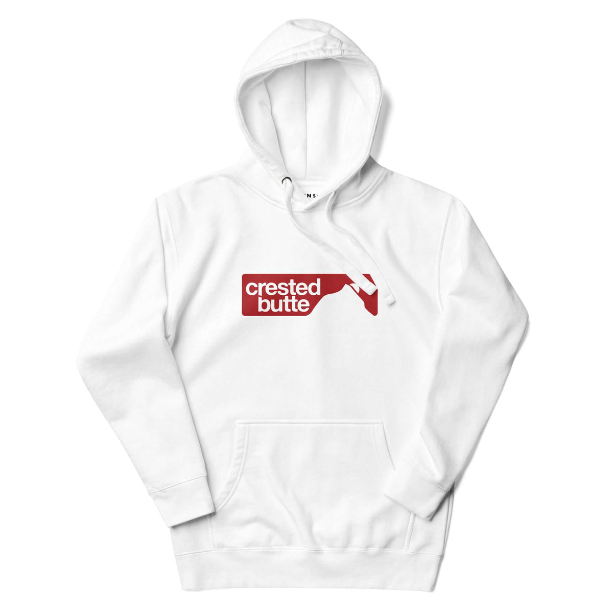 Crested Butte Hoodie by Mtns Co featuring the official Crested Butte Resort logo on a white background.
