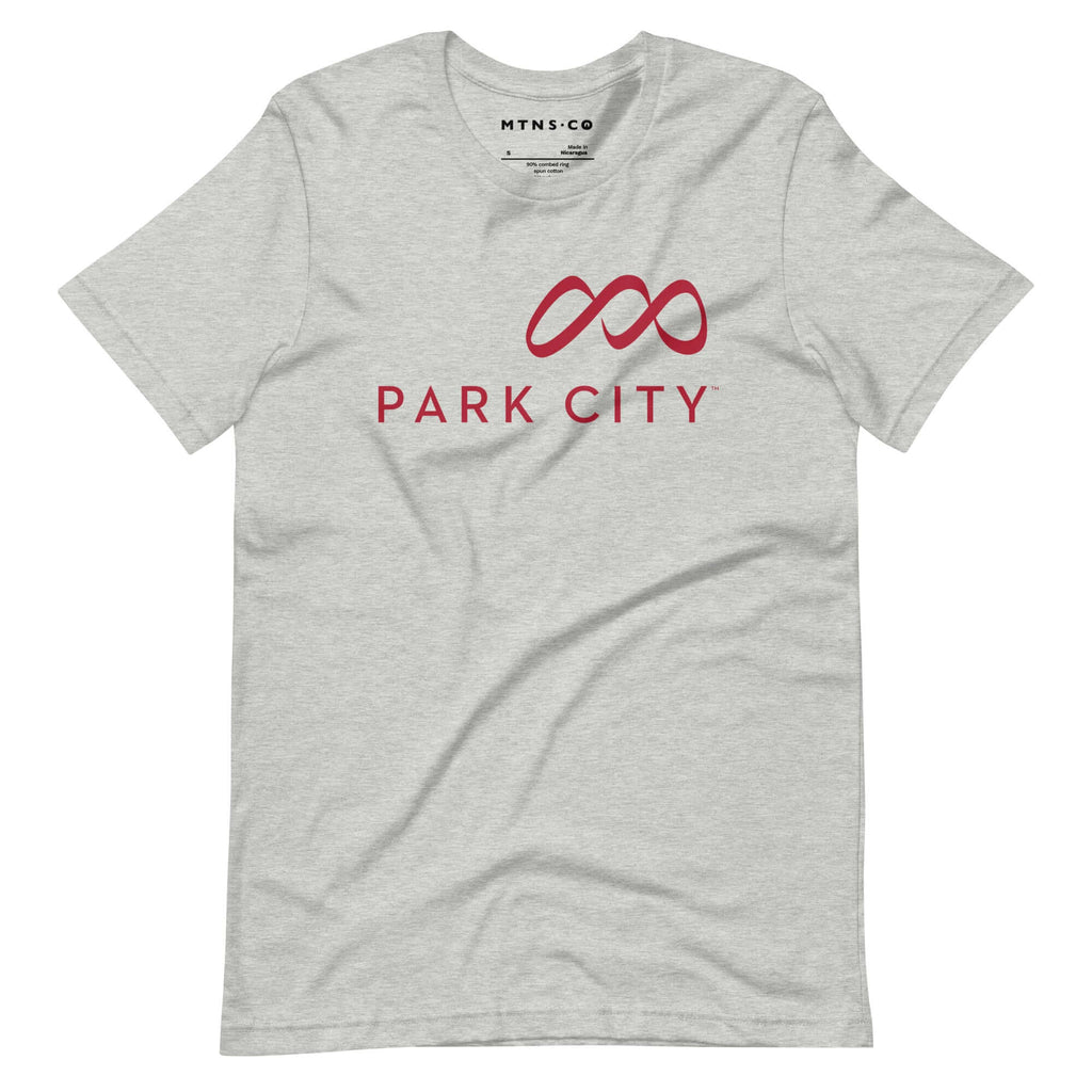 Park City T-Shirt featuring Mtns Co logo, official licensed ski resort apparel with a modern design.