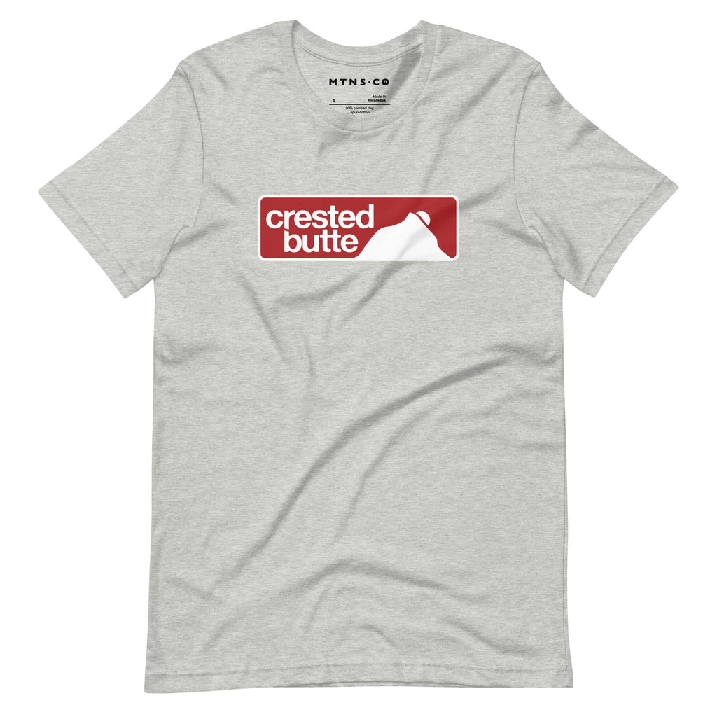 Crested Butte T-Shirt featuring the official logo from Mtns Co, premium soft fabric for adventure lovers.