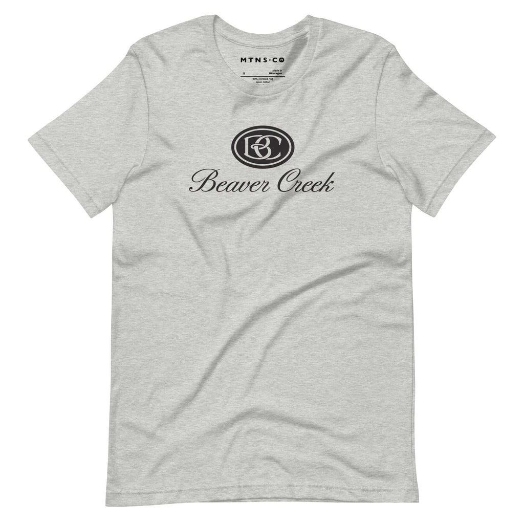 Beaver Creek T-Shirt from Mtns Co featuring official Beaver Creek Ski Resort logo, soft cotton blend for ultimate comfort.
