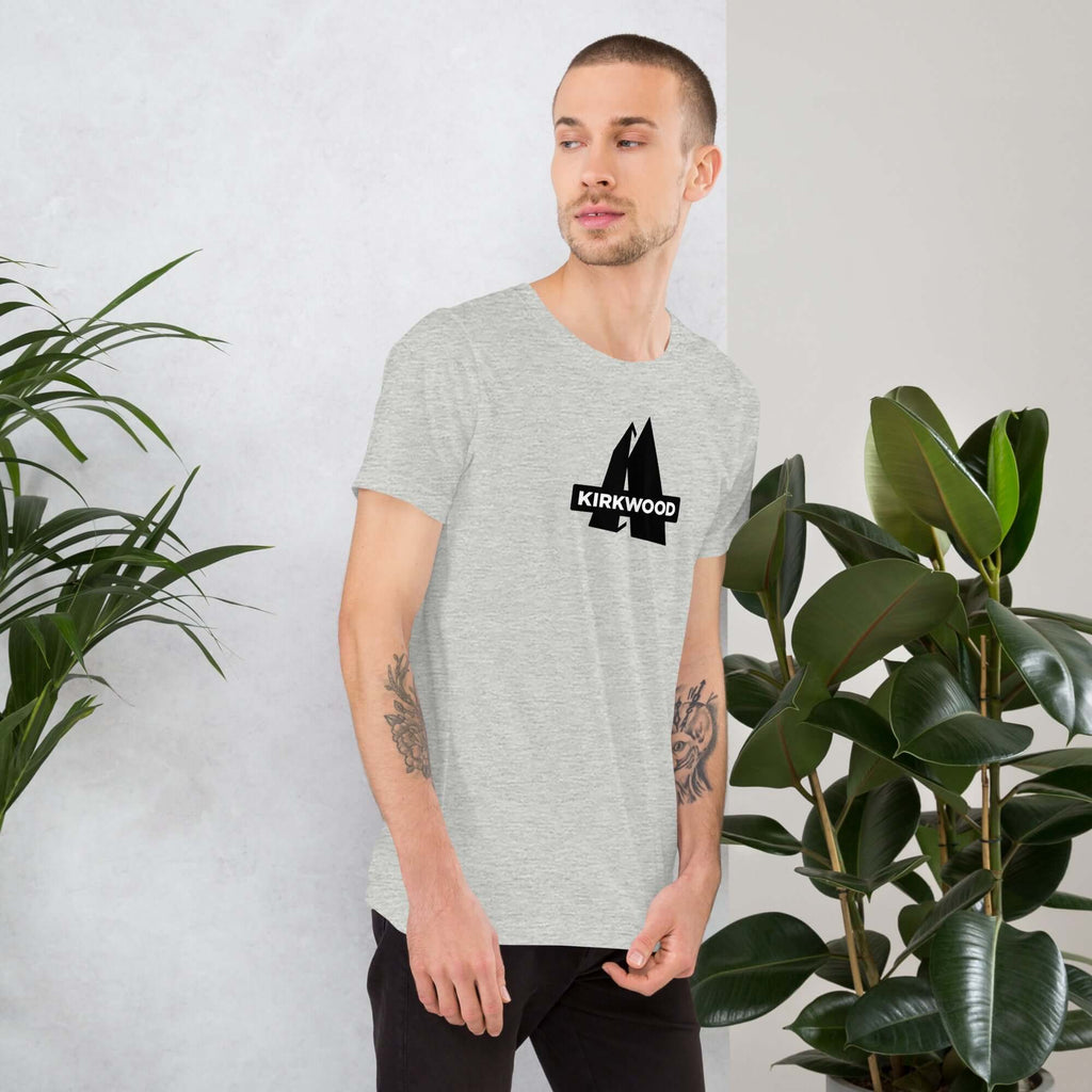 Man wearing a Kirkwood T-Shirt featuring official Breckenridge Ski Resort logo by Mtns Co.
