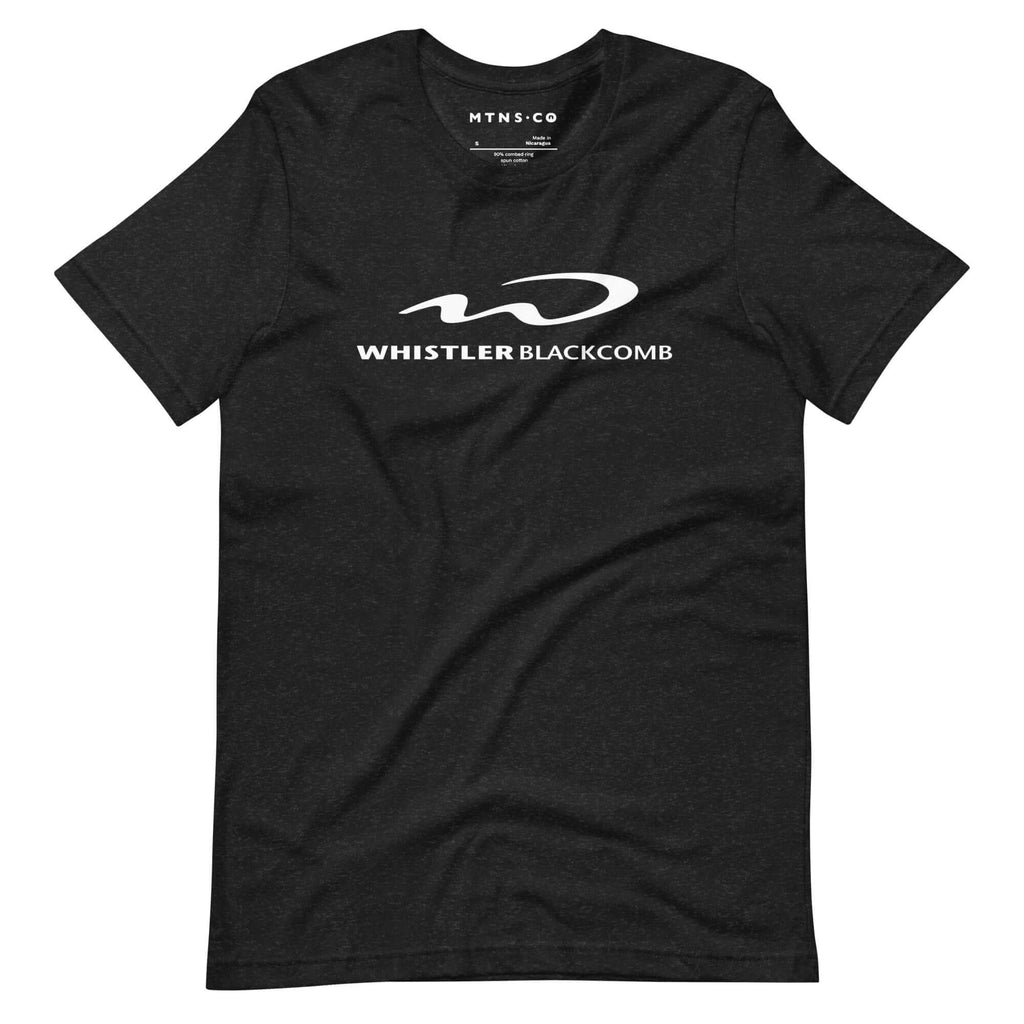 Whistler Blackcomb T-Shirt by Mtns Co featuring official ski resort logo on a premium black T-shirt.