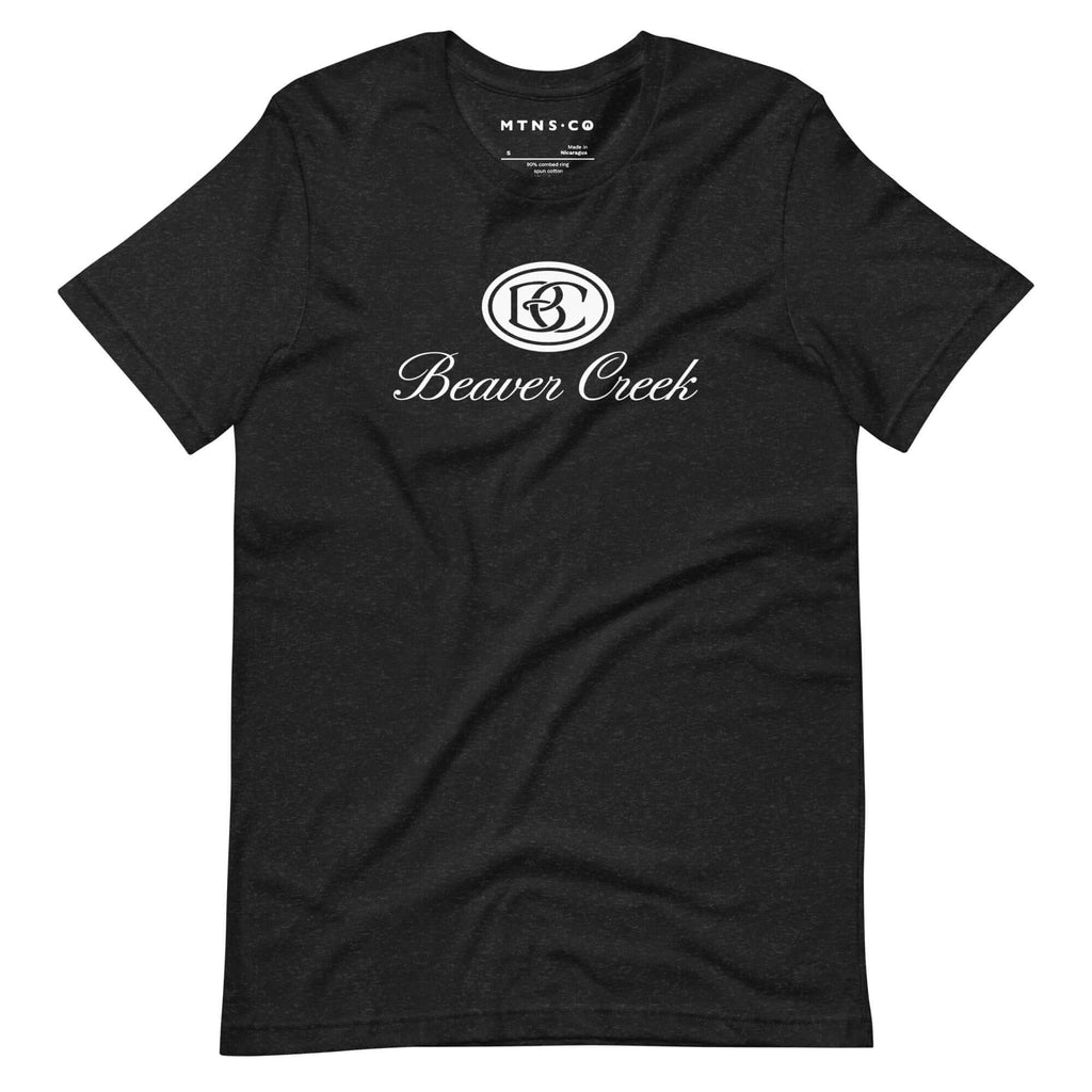 Beaver Creek T-Shirt featuring Mtns Co logo, premium ski resort apparel, comfortable cotton blend for men and women.