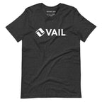 Vail T-Shirt featuring Mtns Co Trail Map Logo on soft cotton blend fabric, perfect for resort lovers.