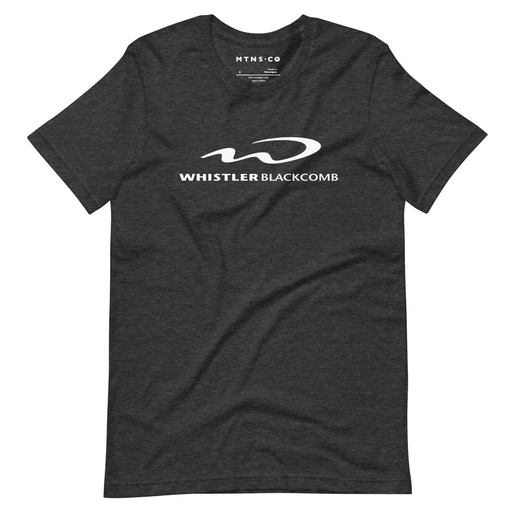 Whistler Blackcomb T-Shirt featuring official logo from Mtns Co, premium soft fabric for unisex fit, ski resort apparel.