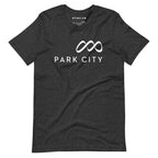 Park City T-Shirt featuring Mtns Co Trail Map Logo, official licensed ski resort apparel in soft fabric.