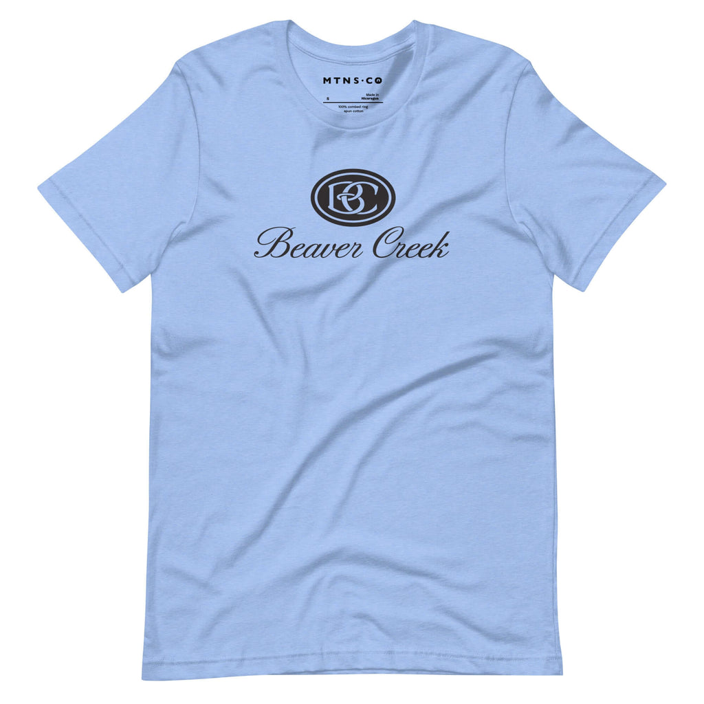 Beaver Creek T-Shirt featuring official Beaver Creek Ski Resort logo by Mtns Co, premium soft fabric, unisex fit