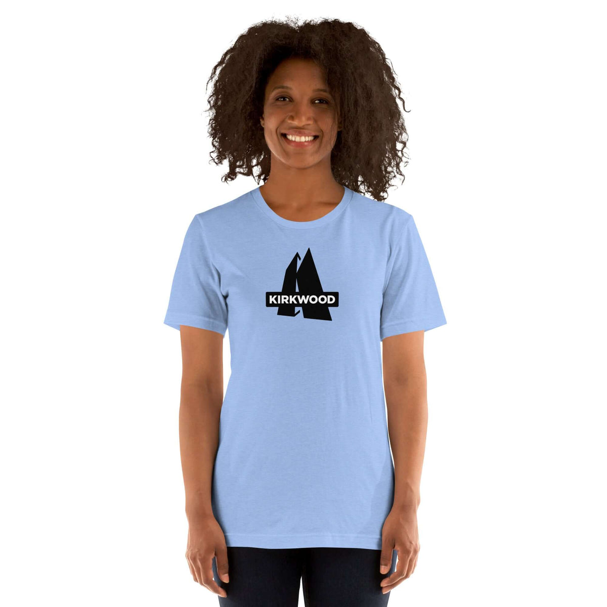 Kirkwood T-Shirt worn by a model, featuring Breckenridge Ski Resort logo from Mtns Co.