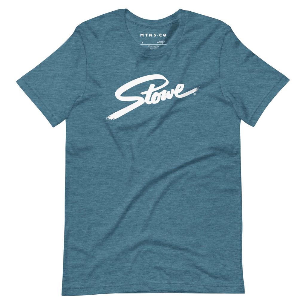 Stowe T-Shirt from Mtns Co featuring official ski resort apparel and trail map logo design.