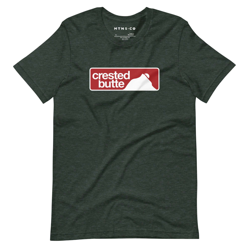 Crested Butte T-Shirt by Mtns Co featuring official ski resort logo on a premium fabric shirt.