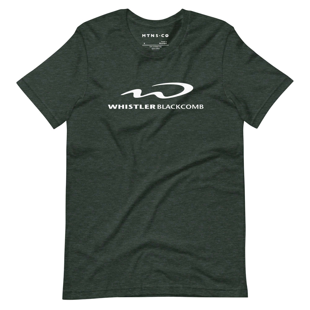 Whistler Blackcomb T-Shirt featuring official logo by Mtns Co, premium cotton blend, perfect for skiing adventures.