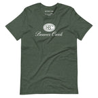Beaver Creek T-Shirt from Mtns Co featuring the official Beaver Creek Ski Resort logo on a green background.
