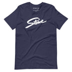 Stowe T-Shirt in navy, official licensed ski resort apparel by Mtns Co featuring the Trail Map Logo.